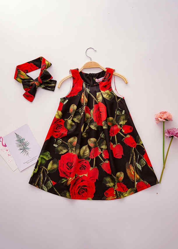 red rose floral dress