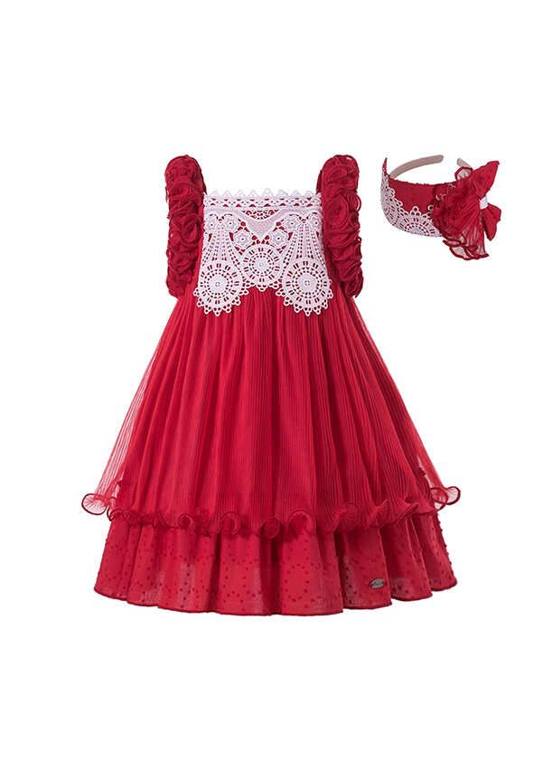 girls plain red dress