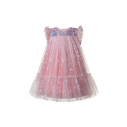 Toddler Girls Fly Sleeve butterfly Sequins Tulle Princess Dress
