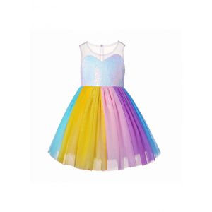 Girls Colorful Sequin Tulle Dress 2-10 Years