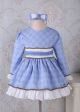 (PRE-ORDER)Girls Blue Grid Long Sleeves Classic Dress