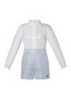 Boys Outfits Sets White Shirt Top + Blue Tweed Shorts