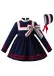 (PRE-ORDER)Latest Royal Blue Princess Clothing Set Baby Girls  Casual Dress With Bonnet