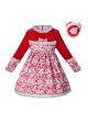 (PRE-ORDER) Girls Red Flower Printed Dress With Headband