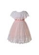 Girls Pink & White Lace Tulle Ceremony Dress