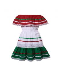 Girls Classic Traditional Mexican Dress with Lace