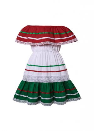 Girls Classic Traditional Mexican Dress with Lace