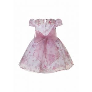 Girls Pink Flower Organza Dress