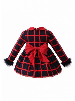 Red Turn down Collar Babies Clothing Set +Bloomers + Bonnet