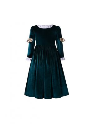 Girls Green Velvet Dress Halloween Princess Costumes