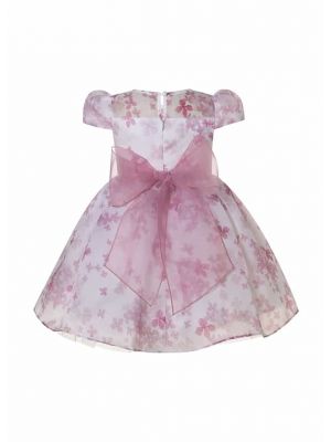 Girls Pink Flower Organza Dress