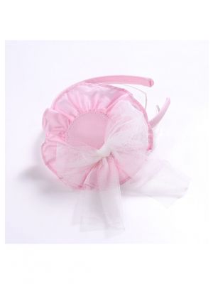 White Chiffon Bow Pink Headband